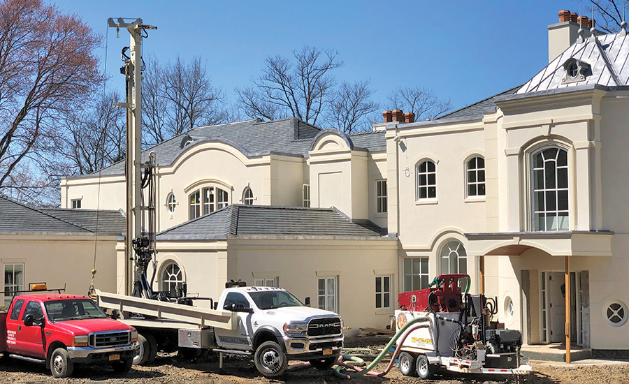 At a limited-access residential site in New York, the DM250 efficiently completes 15 bores to 305 feet through tough, plastic clay 80 percent of the hole to install a geothermal energy field at a residence.