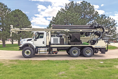Small drill rig available on automatic truck chassis for easy maneuverability without sacrificing power.