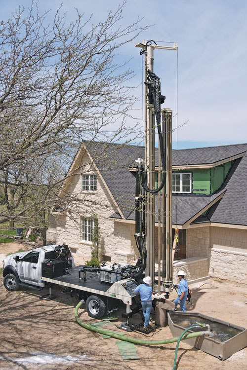 The optional carousel carrying eight, 3-inch, 20-foot rods makes water well drilling rig fast and easy. 