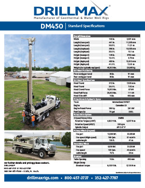 DM450 Drill Rig for water well drilling, geothermal drilling and/or cathodic protection drilling
